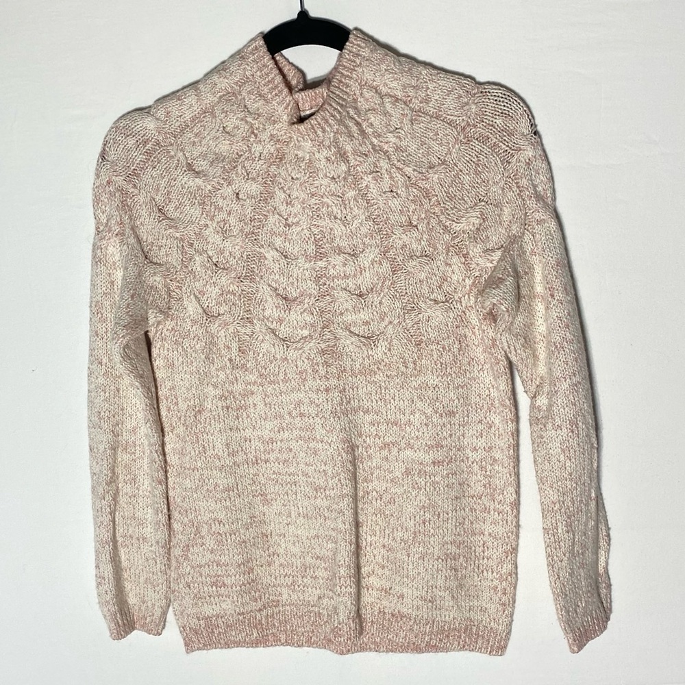 Wind River Light Pink Cable Knit Mock Neck Pullover Sweater S